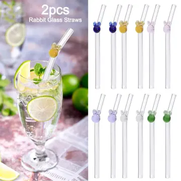 Drinking Straws Clear Glass Drinking Staw with Cleaning Brush Cute  Butterfly Cherry Mushroom Straw Reusable Bar