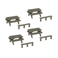 Outland Models Railroad Scenery Park/Garden Picnic Table &amp; Bench Set 1:87 HO Scale