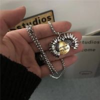 [COD] ins hip-hop retro sunflower can open double-layer pendant net red trendy people all-match necklace men and women