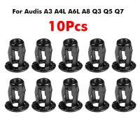 10Pcs Metal For Audi A3 A4L A6L A8 Q3 Q5 Q7 Car Screw Base Clamp Trunk Nuts Front Rear License Plate Fastener Clip Accessories