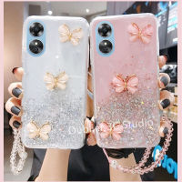 เคส มันวาว OPPO A98 A78 Reno8 T Reno8 Z Pro A17 A17k A77s A76 5G 4G เคสโทรศัพท์ เทรนด์ใหม่สร้างสรรค์ผีเสื้อ3D ย้อนยุคฝาแข็งกันกระแทกพร้อมเคสโทรศัพท์ประดับคริสตัล Case 2023