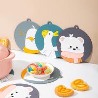 Cartoon Silicone Anti scalding Mat Creative Home Kitchen Round Thick Dining Table Bowl Mat Coaster Heat Insulation Pad