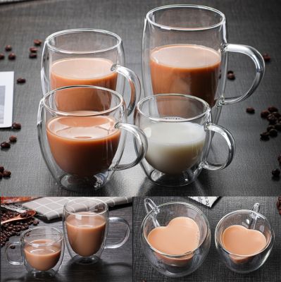 【CW】○﹍❇  Walled Glass Cup Insulated Espresso Mug Teacup Transparent cup