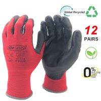 24Pieces/12Pairs Professional Working Protective S Men Construction Women Garden Red Nylon Running