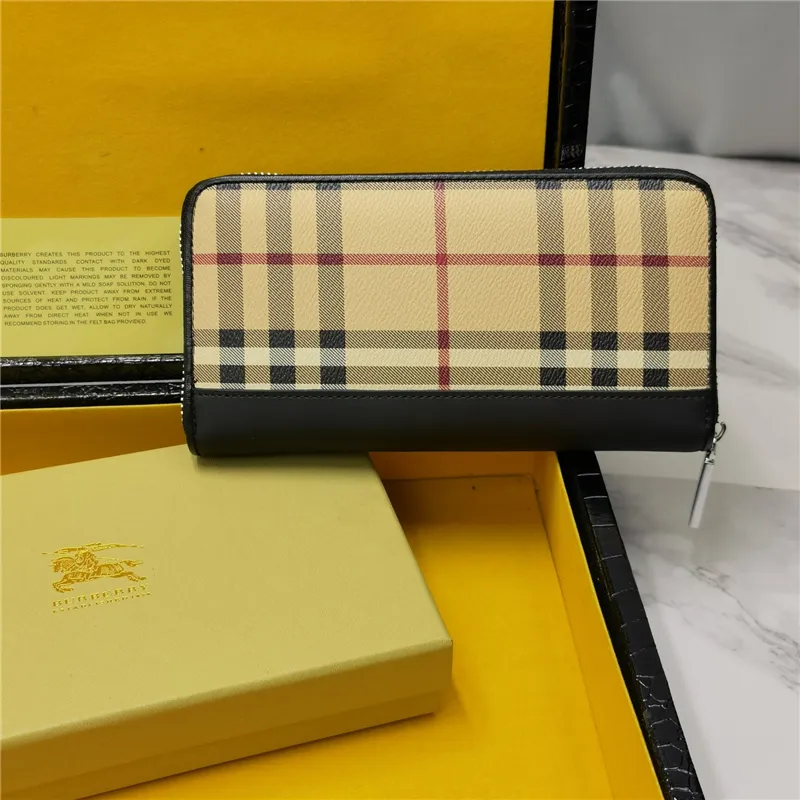 United Kingdom Purchasing Duty-Free】Burberry Men Leather Wallet With Zipper  Coin Pocket Vintage Big Capacity Male Money Purse Card Holder | Lazada PH