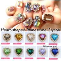 ??[1ชิ้น]เพชรแต่งเล็บ หัวใจล้อมเพชร เพชรเล่นไฟ (เม็ดใหญ่) Rhinestone sewing Crystal glass