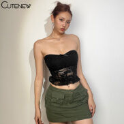 Cutenew Chic Thời Trang Hình Hoa Ren Gợi Cảm Thiết Kế Không Tay Hở Vai Áo