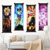 (ร้อน) ผ้าใบพิมพ์อะนิเมะภาพวาด โปสเตอร์ Wall goku Art Super Saiyan ภาพ Janpan Home Decor แขวน Scrolls ห้องนั่งเล่น