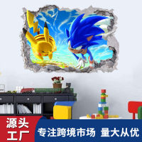 2PCS Sonic The Hedgehog Pikachu การ์ตูนสติ๊กเกอร์ติดผนังการ์ตูน Graffiti สติกเกอร์ Self-Adhesive Pvc ห้องเด็กสติ๊กเกอร์ตกแต่งผนัง