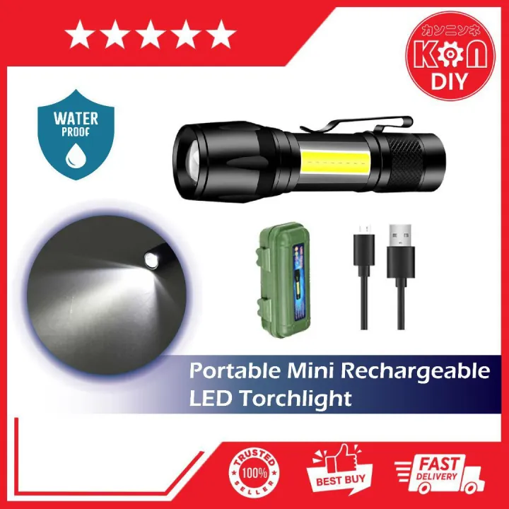 KNNDIY Torchlight With Case Portable Mini Reachargeable LED & String