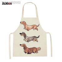 ❡ Home Cartoon Dog Pattern House Cleaning Apron for Adult Child Dachshund Dog Printed Kitchen Cooking Apron Baking Accessories