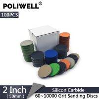 POLIWELL 100PCS 2 Inch 50mm 60-10000 Grit Flocking Sanding Discs Wet and Dry Waterproof Sandpaper Car Headlight Sanding Paper