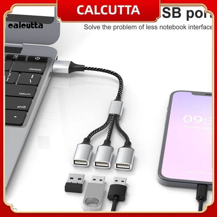 calcutta-สายเคเบิลแยก-usb-otg-480mbps-ความเร็วสูง-usb-type-c-เป็น-3-usb-3-in-1-อุปกรณ์เสริมคอมพิวเตอร์