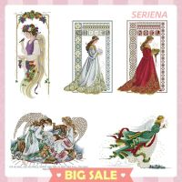 RIE Stamped Cross Stitch Kits 14CT Angels Pre-Printed Fabric DIY Embroidery Set