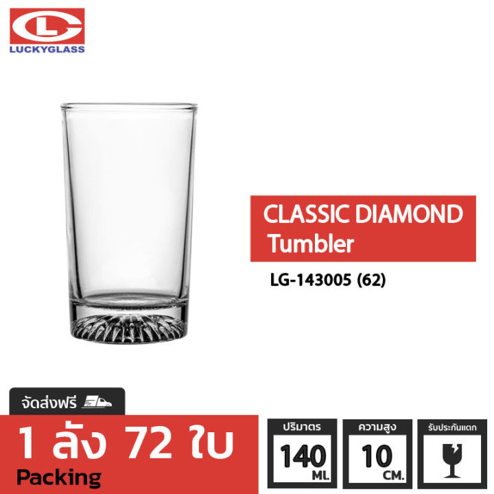 แก้วน้ำ-lucky-รุ่น-lg-143005-62-classic-diamond-tumbler-4-9-oz-72ใบ-ส่งฟรี-ประกันแตก-แก้วใส-ถ้วยแก้ว-แก้วใส่น้ำ-แก้วสวยๆ-แก้วเตี้ย-lucky