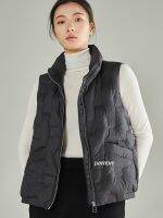 ZZOOI Janveny 2022 New Winter Cropped Fluffy Puffer Sleeveless Vest Women Warm Soft Loose Fit 90 White Duck Down Lightweight Waistcoat