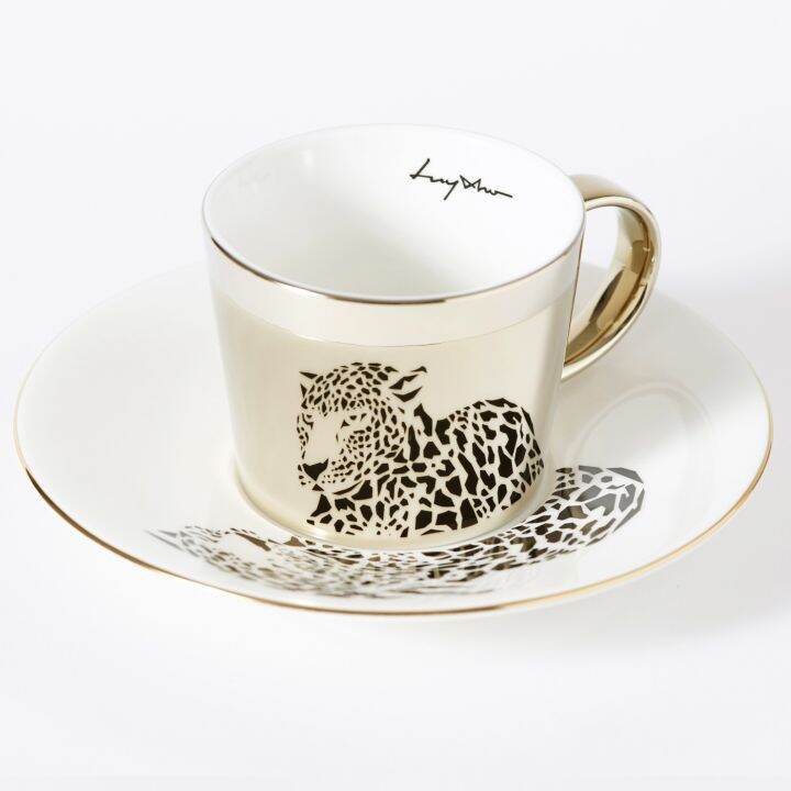 LUYCHO mirror cup and saucer 240ml (Leopard) Lazada