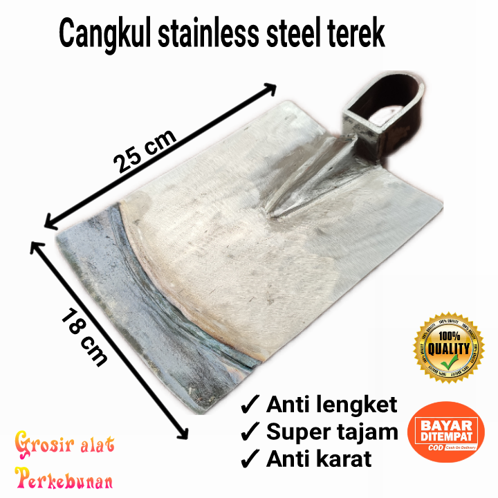 Cangkul Stainless Model Terek Anti Lengket Pacul Sawah Anti Karat