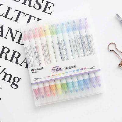 12 Colorsset Cute Japanese Stationery Milk Liner Double Headed Fluorescent Pen MilkLiner Highlighter Pen Drawing Marker Pens