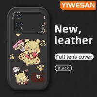 YIWESAN เคสสำหรับ Xiaomi Poco M4 Pro 5G Redmi Note 11T 5G Note 11S 5G เคสการ์ตูนน่ารักวินนี่ช้อนส้อมมีดหมีพูห์ดีไซน์ใหม่เคสใส่โทรศัพท์หนังกล้องฝาปิดเลนส์เต็มรูปแบบกันกระแทกฝาครอบด้านหลังป้องกันซิลิโคนเคสนิ่ม