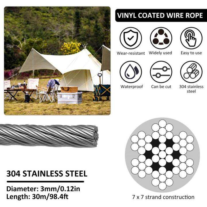 Wire Rope Kit 98FT Stainless Steel Heavy Duty Wire Tensioner Kit