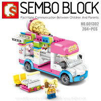 บล็อกตัวต่อรถไอศครีม พร้อมมินิฟิกเกอร์ 2 ตัว SEMBO BLOCK 601302 จำนวน 264 ชิ้น