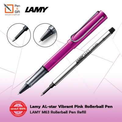 Set LAMY AL-star Vibrant Pink Rollerball Pen Black Ink Special Edition 2018 + LAMY M63 Rollerball Refill Blue Ink - ชุดปากกาโรลเลอร์บอล ลามี่ ออลสตาร์ ไวเบรน พิ้งค์ หมึกดำ และไส้สำรอง M63 หมึกน้ำเงิน ของแท้100% (พร้อมกล่องและใบรับประกัน) [Penandgift]