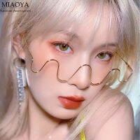 MIAOYA Fashion Jewelry Shop กรอบแว่นตาโลหะคลื่นอินเทรนด์สำหรับผู้หญิง อุปกรณ์เสริมที่ไม่มีเลนส์ Tik Tok ไอเทมเด็ด