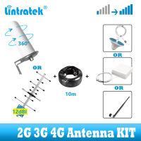 lintratek 2G 3G 4G Outdoor and indoor Antenna kit For GSM LTE 900 1800 2100 Cellular Signal Booster Amplifier Repeater + cable