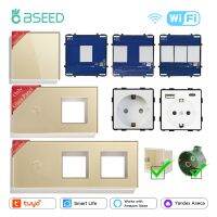 hot！【DT】 BSEED EU/FR Glass Front Panel Wifi Switches Spare Parts USB Wall Socket