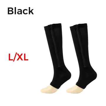 Zipper Pressure Compression Socks Support Stockings Leg Open