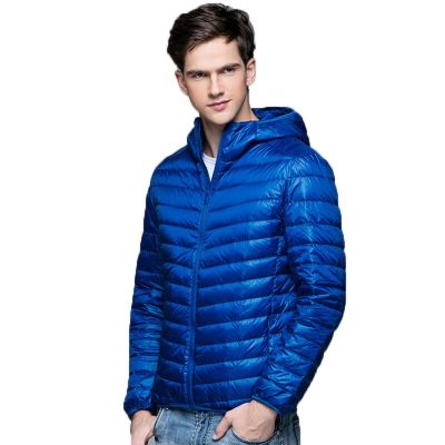 ZZOOI Ultra Light Down Jackets Mens 2022 Autumn Winter Coat Fashion Hooded 90% White Duck Down Jackets Male Coat Thin Slim Down Parkas