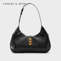 HOT”CHARLES and KEITH ฤดูใบไม้ร่วงหญิงกระเป๋า CK2-40781495 เลดี้ล็อคหัวเข็มขัดตกแต่งไหล่และใต้วงแขนกระเป๋าเกี๊ยว