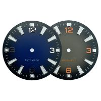 【YF】 33mm Nologo Black/Orange Sterile Watch Dial for nh38 nh35 Movement Planet Ocean Style Mens BGW9 Lume