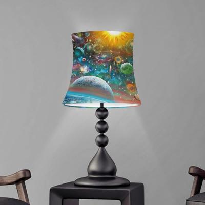 Galaxy Style Cloth Lamp Outer Space Prints Floor Lamp Shade Light Cover Living Room Bedroom Stretch Lampshade Washable