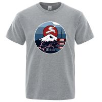 Japan Mount Fuji Printing Printmen Tees Shirt Clothes Vintage T Shirt Mens Gildan