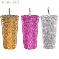 ❈☏♤ 20pr3412 500ml/750ml Diamante Cup Portátil Aço Inoxidável Glitter Rhinestone Caneca De Água Garrafa Térmica para As Mulheres Gril