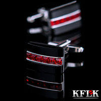 KFLK เครื่องประดับแฟชั่นเสื้อ Cufflink สำหรับบุรุษของขวัญยี่ห้อ Cuff ปุ่มคริสตัลสีแดง Cuff Link คุณภาพสูง Abotoaduras ผู้เข้าพัก