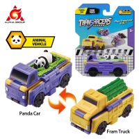 【CW】Transracers Flip Cars 1pcs 2-in-1 Transforming Animal Vehicle Action Figures Mini Transformed Into Two Types Pocket Car Kid Toy