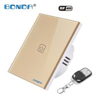 ✐ BONDA Genuine EU / UK Standard Wall Touch Switch Wireless Remote Touch Switch Luxury Crystal Glass Panel Wall Light Switch