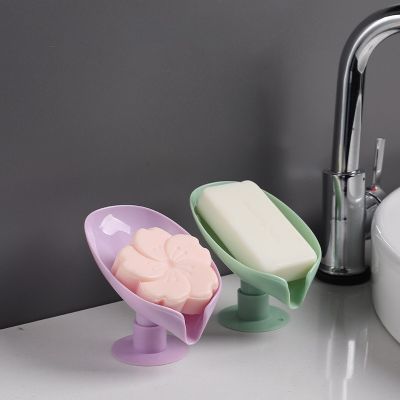 Leaf Shape Soap Box Drain Soap Holder Box Bathroom Shower Soap Holders sponge Storage Plate Tray Bathroom Supplies Gadge 2/1Pcs