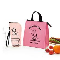 STOCK Japanese-style lunch box bag portable cartoon large-capacity thermal insulation and cold tote bag thickened student lunch bag two-piece set