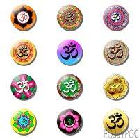 12pcs/lot Om Yoga Chakra Fridge Magnets Flower of Life 25MM Glass Whiteboard Magnet Refrigerator Stickers Magnetic Note Holder