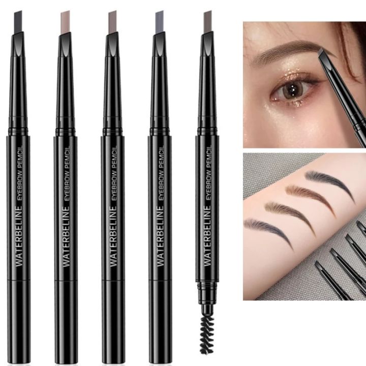 ดินสอเขียนคิ้ว-double-head-super-fine-waterproof-lasting-eyes-black-brown-make-rotatable-up-pen