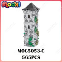 บล็อกตัวต่อสถาปัตยกรรมบ้านหอคอยยุคกลางสำหรับเด็กฐานทัพทหาร MOC5053-C โมเดลอาคารสูงประกอบอิฐของเล่น