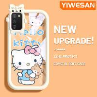 YIWESAN เคส A04E A03 F02s A03s A02s ปลอกสำหรับ Samsung ลายการ์ตูนน่ารักแมวตลกและหมีสีสันสดใสแบบนิ่มสุดน่ารักกันกระแทกแบบใสเคสมือถือเคสป้องกันโปร่งใสลายกล้องถ่ายรูปที่สร้างสรรค์