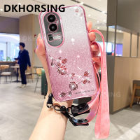 DKHORSING OPPO Reno เคสโทรศัพท์กากเพชรสุดหรู2023 10 / Reno10 Pro / Reno10 Pro + ปลอกอ่อนกุหลาบนิรันดร์ไล่ระดับสี Oppo Reno 10 5G เคสซิลิโคนกันกระแทก OPPO Reno 10Pro บวก5G พร้อมสายคาดที่คล้อง