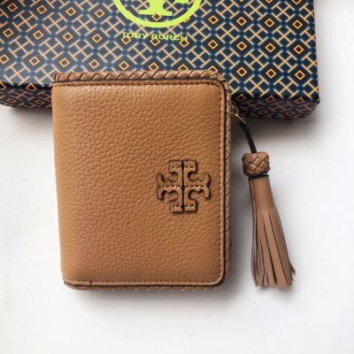 KSKUENDUJEE ถัก (11X10X2.5ซม.) กระเป๋าสตางค์หนังวัวสั้น Tory Burch 8827ผู้หญิง