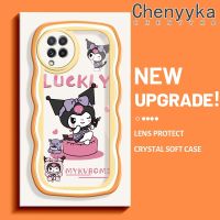 Chenyyyka ปลอกสำหรับ Samsung กาแลคซี A22 4G A22 5G เคส M22ลาย Kuromi เคสนิ่มขอบครีมกันกระแทกแบบใสเคสมือถือสร้างสรรค์โปร่งใสลายกล้องถ่ายรูปเรียบง่ายฝาครอบป้องกันอ่อนโยน