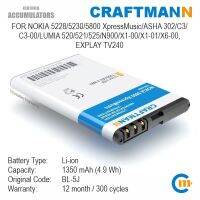 【Worth-Buy】 Levonsity Craftmann สำหรับ5228/5230/5800 XpressMusic/ASHA 200/302/C3/C3-00/LUMIA 520/525/N900/X1-01/X6-00/EXPLAY TV240 (BL-5J)